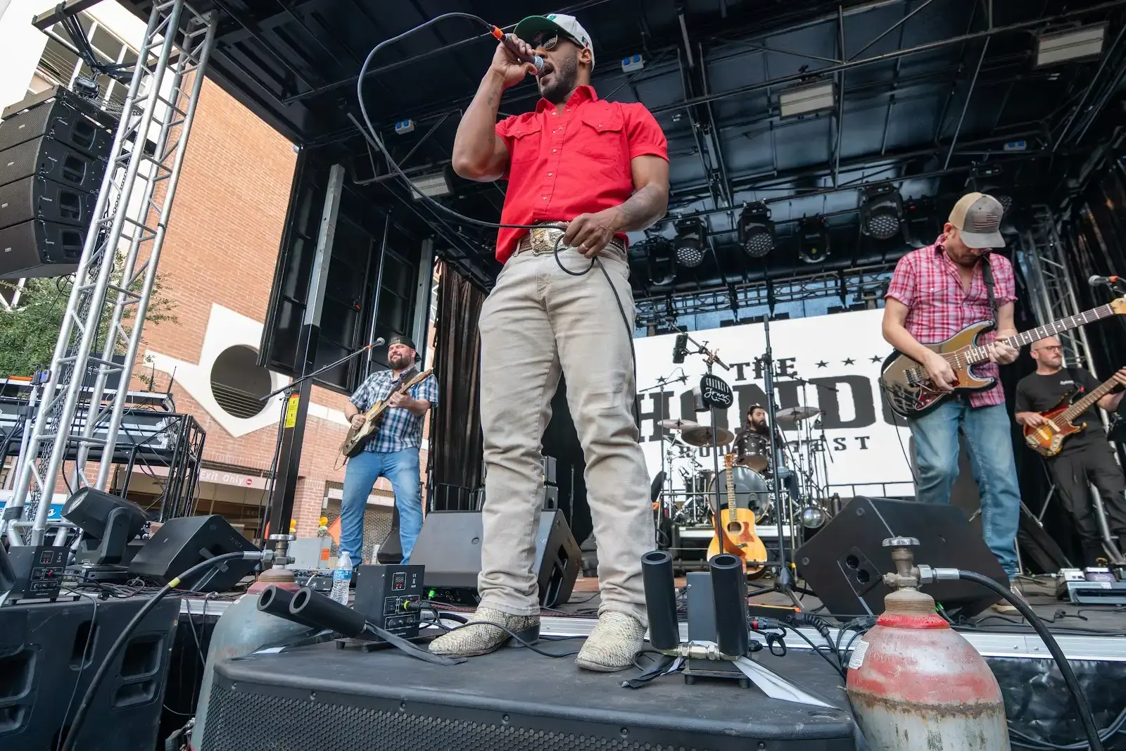 Band performing on the Hondo Street Fest stage