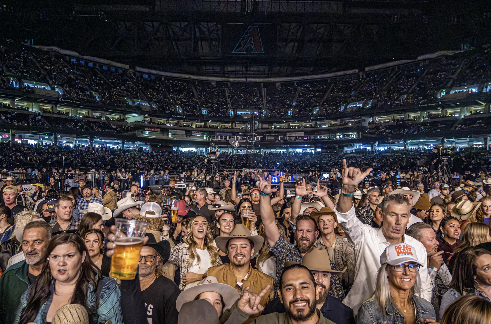 Fans cheering in the stadium
