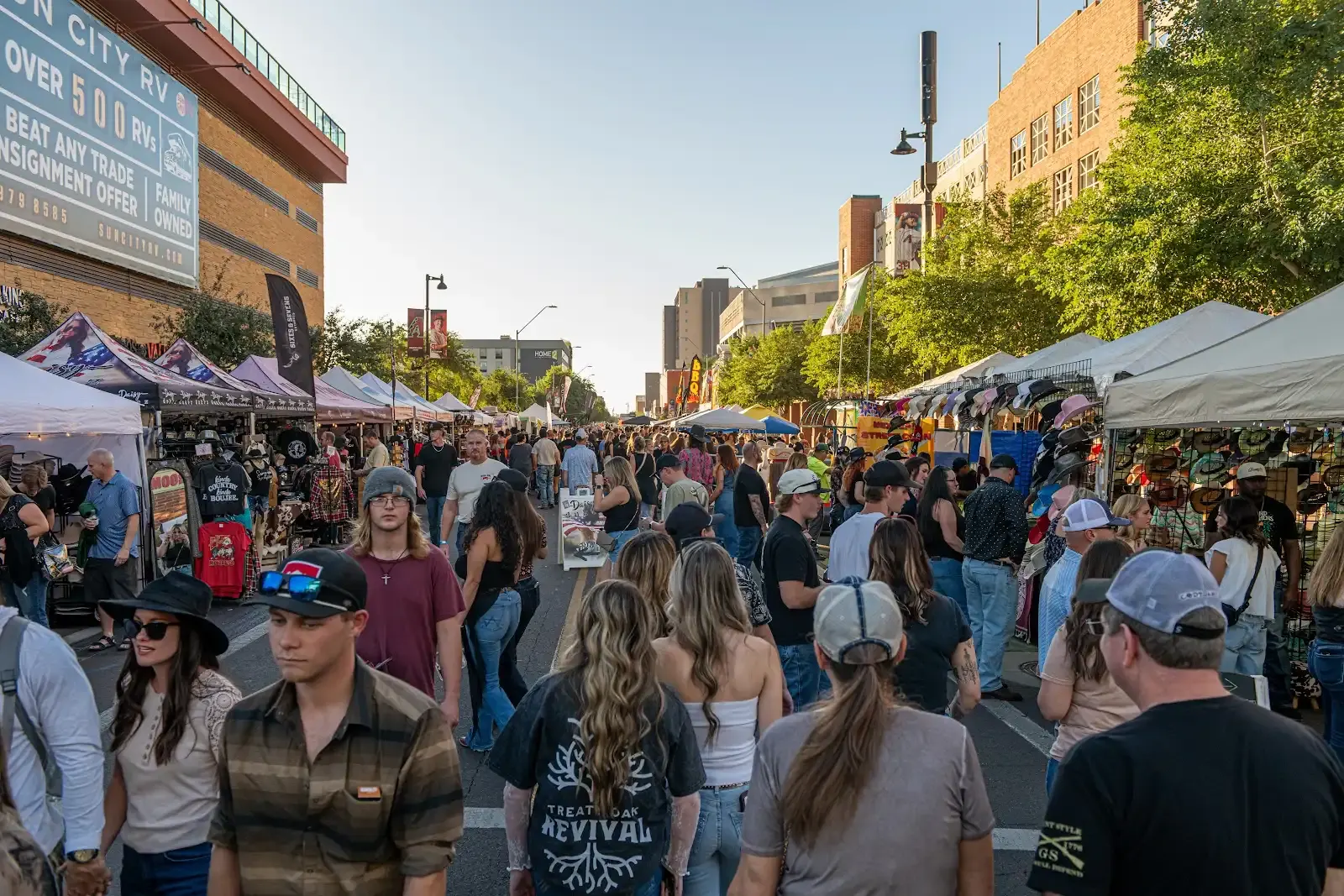Vendor tents and crowds at the Hondo Street Fest